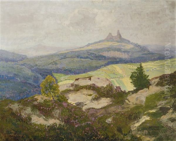 View Of Trosky Oil Painting by Gustav Macoun