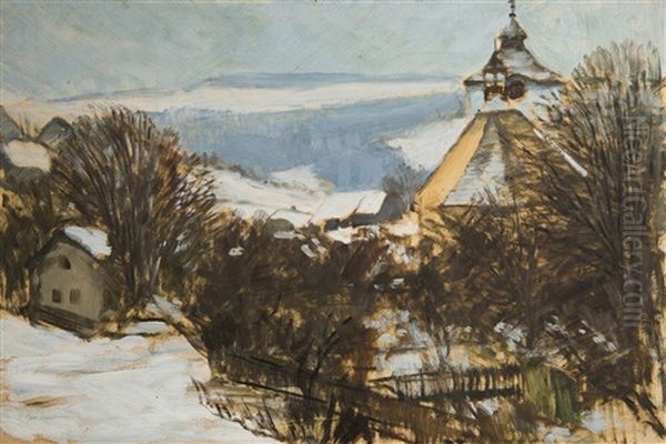 Winter Landscape Oil Painting by Gustav Macoun