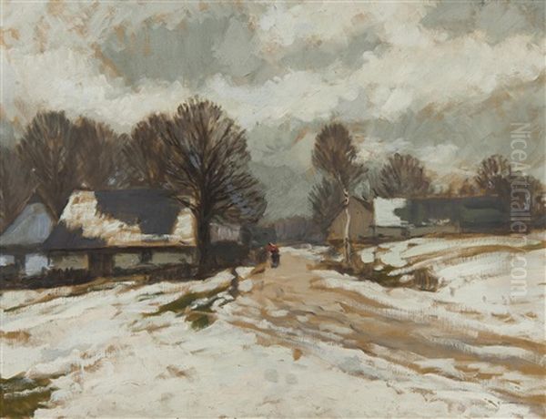 Winter Landscape Oil Painting by Gustav Macoun