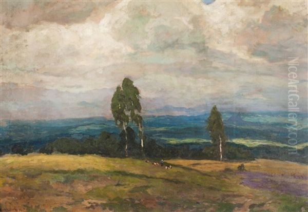 Landscape With Birches Oil Painting by Gustav Macoun