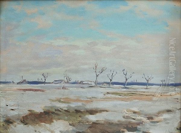 Winter Countryside Oil Painting by Gustav Macoun