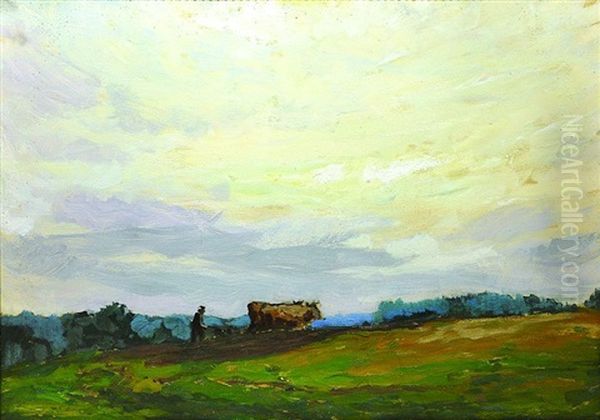 Ploughman Oil Painting by Gustav Macoun