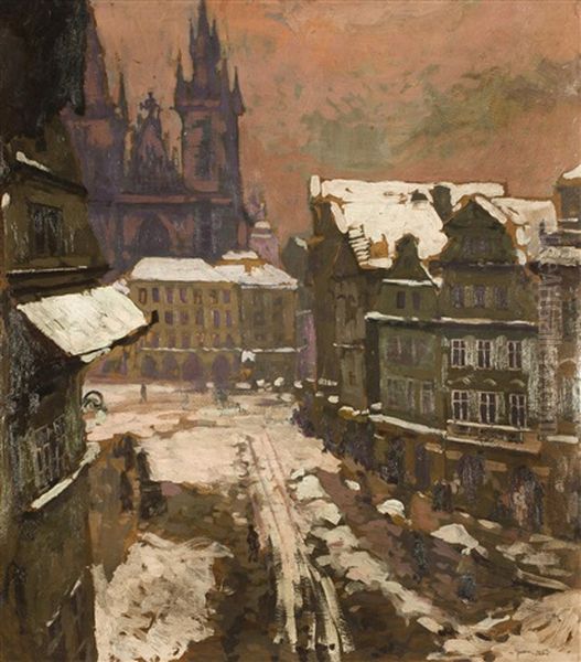 Blick Auf Den Altstadter Ring Oil Painting by Gustav Macoun