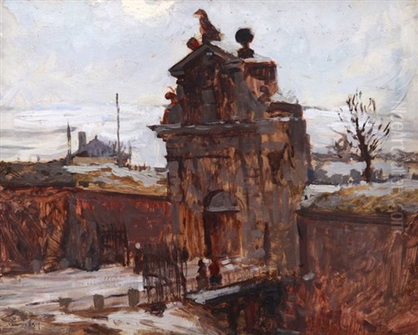 Leopoldova Brana Na Vysehrade Oil Painting by Gustav Macoun