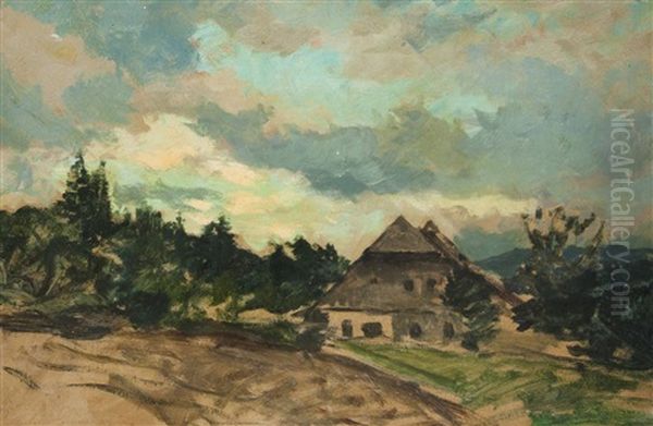 Gehoft Am Waldrand Oil Painting by Gustav Macoun