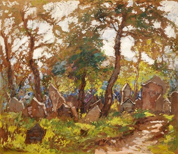 Jewish Cemetery Oil Painting by Gustav Macoun