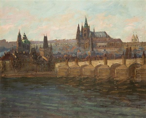 Blick Auf Den Hradschin Oil Painting by Gustav Macoun