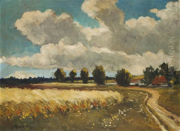 Getreidefelder Oil Painting by Gustav Macoun