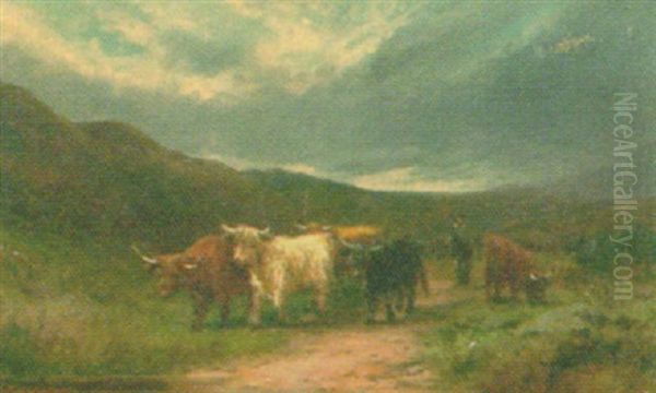 Herding Cattle Oil Painting by John MacPherson