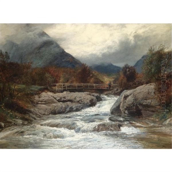 Glen Affaric, Th'incesant Roar Of Headlong Tumbling Floods Robert Burns Oil Painting by John MacWhirter