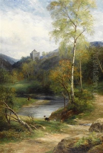 Lakeside Landscape With Castle by John MacWhirter