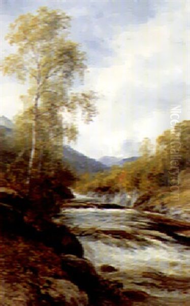 Fishing By A Mountain Stream Oil Painting by John MacWhirter