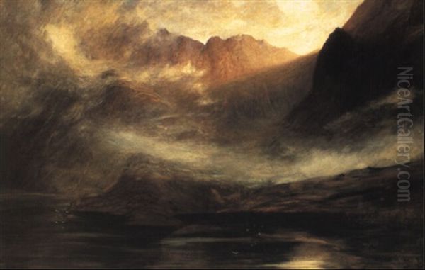 Dark Loch Cornisk Oil Painting by John MacWhirter