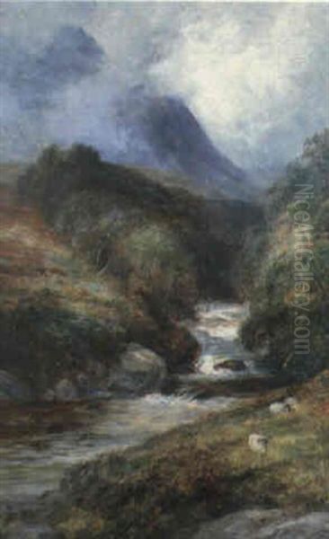 A Highland River In Spate Oil Painting by John MacWhirter