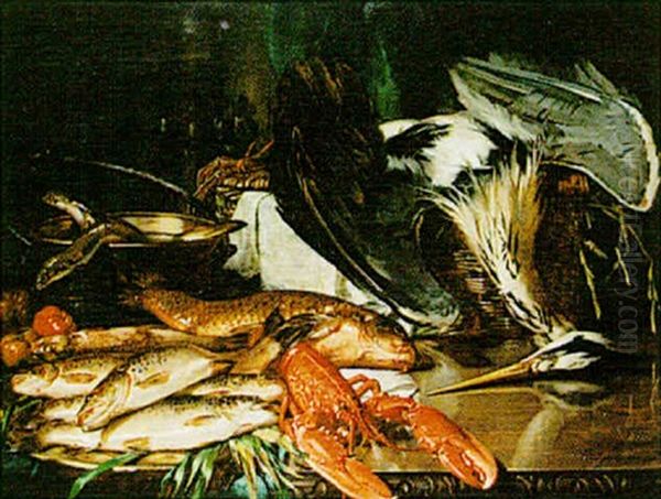 Still Life With Dead Game And Fish Oil Painting by Richard Willes Maddox