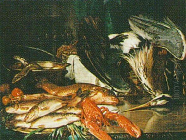 Still Life With Dead Game And Fish Oil Painting by Richard Willes Maddox