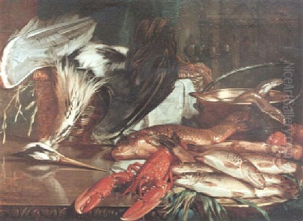 Still Life With Dead Game And Fish Oil Painting by Richard Willes Maddox