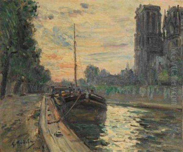 La Seine A Paris, 1930 Oil Painting by Gustave Madelain