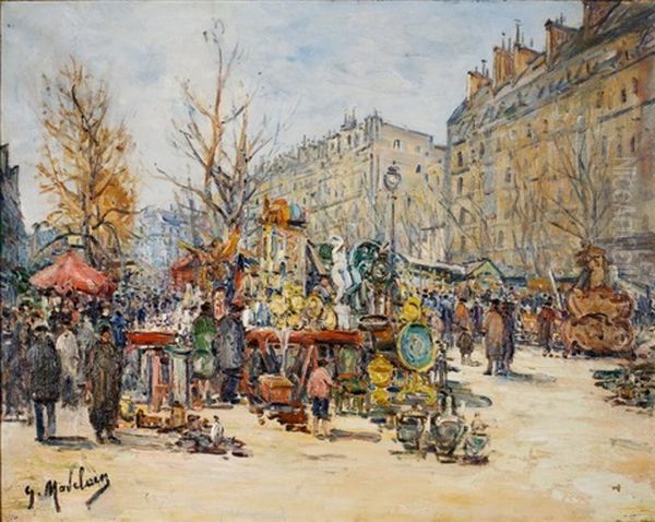 Foire A La Ferraille, Boulevard Richard Lenoir Oil Painting by Gustave Madelain