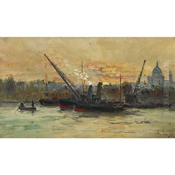 Le Port Oil Painting by Gustave Madelain