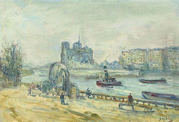 Along The Seine Oil Painting by Gustave Madelain