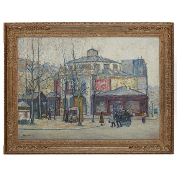 City Scene In Winter Oil Painting by Gustave Madelain