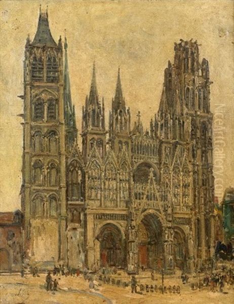 Vue De La Cathedrale Notre-dame De Rouen Oil Painting by Gustave Madelain