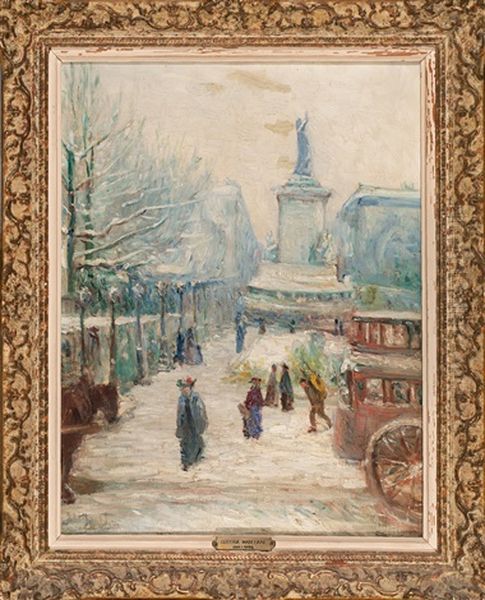 La Plaza De La Republica, Paris Oil Painting by Gustave Madelain