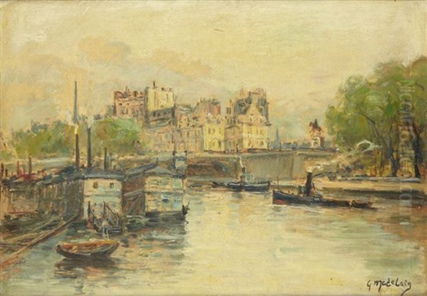 Vue Du Pont Neuf A Paris Oil Painting by Gustave Madelain