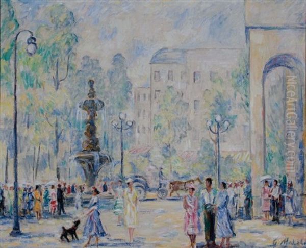 Paris Streets Oil Painting by Gustave Madelain