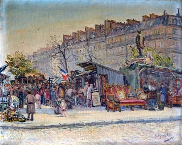 La Foire A La Ferraille Boulevard Richard Lenoir Oil Painting by Gustave Madelain