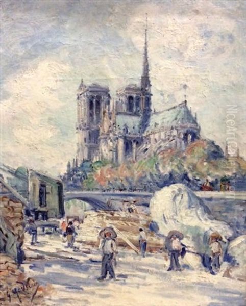 Notre-dame Vue Des Quais Oil Painting by Gustave Madelain