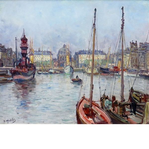 Le Havre: Bassin Du Commerce, Place Gambetta Oil Painting by Gustave Madelain