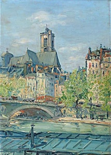 Pont De Paris Oil Painting by Gustave Madelain