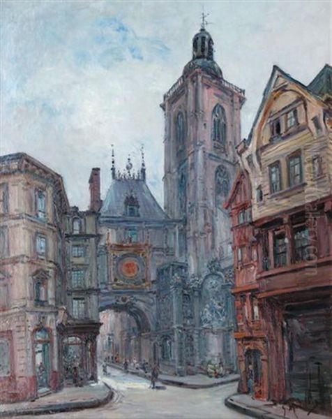 Le Gros-horloge, Rouen Oil Painting by Gustave Madelain