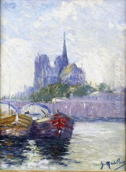 Paris, La Seine Et Le Chevet De Notre-dame Oil Painting by Gustave Madelain