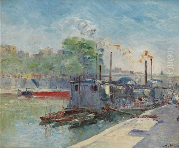 Bateau Sur Le Quai Oil Painting by Gustave Madelain