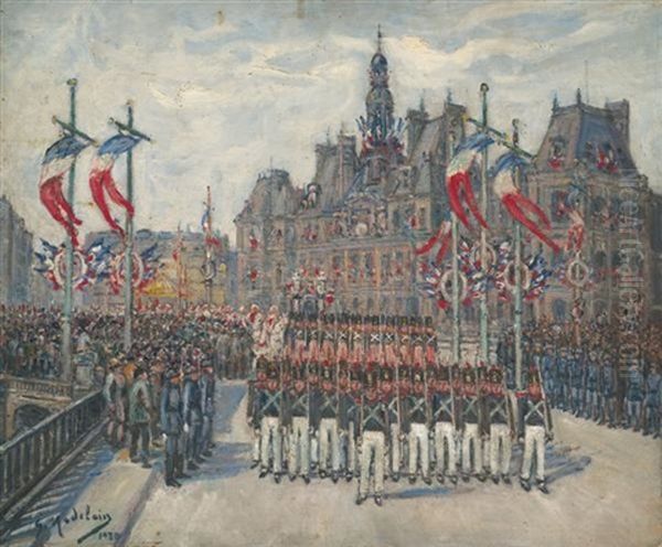 Defile Du 14 Juillet, 1930 Oil Painting by Gustave Madelain