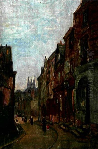 Rue Ancienne A Auxerres Oil Painting by Gustave Madelain