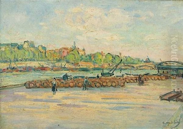 Paris, Les Tonneaux Du Quai Saint-bernard by Gustave Madelain