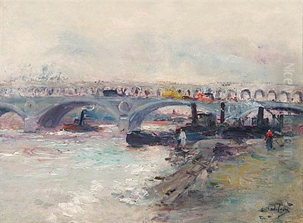 Le Viaduct D' Auteuil Oil Painting by Gustave Madelain