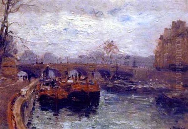 La Seine Au Pont Neuf Oil Painting by Gustave Madelain