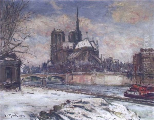 Notre-dame Sous La Neige Oil Painting by Gustave Madelain