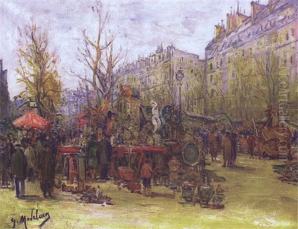 Foire A La Ferraille Boulevard Richard-lenoir Oil Painting by Gustave Madelain