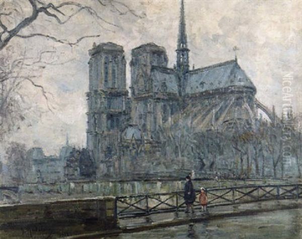 Vue De Notre Dame, Paris Oil Painting by Gustave Madelain