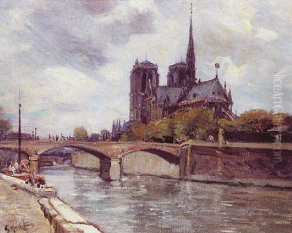 Vue Du Chevet De Notre Dame Oil Painting by Gustave Madelain