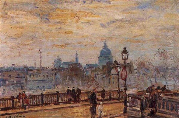 Vue D'un Pont De Paris Oil Painting by Gustave Madelain