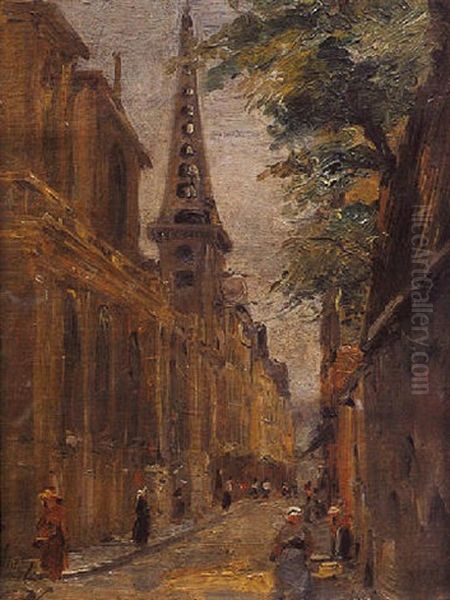 Ile De La Cite, Rue St-louis En L'ile Oil Painting by Gustave Madelain