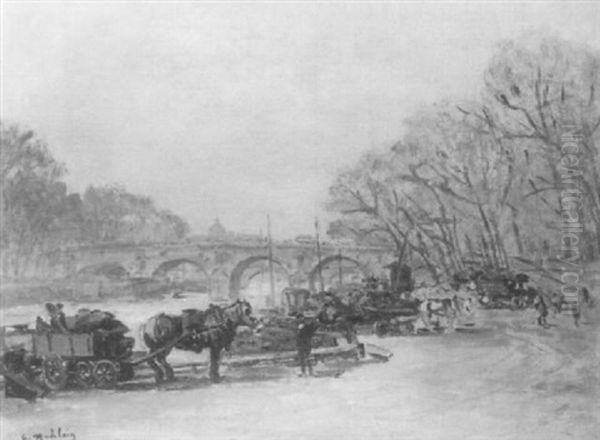 Le Pont-neuf A Paris Oil Painting by Gustave Madelain