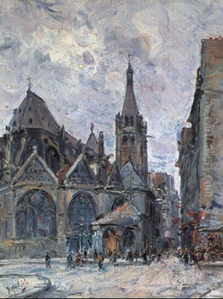 Eglise De Saint-eustache Oil Painting by Gustave Madelain